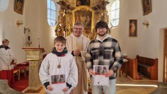 Felix Bauer, Pfarrer Johann Tauer und Luis Nagler